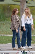 KALEY CUOCO and ZOSIA MAMET on the Set of The Flight Attendant in Los Angeles 11/01/2021