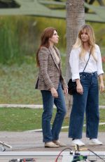 KALEY CUOCO and ZOSIA MAMET on the Set of The Flight Attendant in Los Angeles 11/01/2021