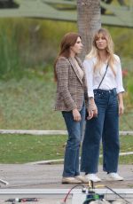 KALEY CUOCO and ZOSIA MAMET on the Set of The Flight Attendant in Los Angeles 11/01/2021