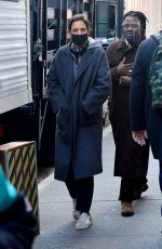 KATIE HOLMES Arrives on the Set of Rare Objects in New York 11/16/2021
