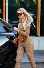 KHLOE KARDASHIAN in Tights Filming at Joey in Woodland Hills 11/10/2021