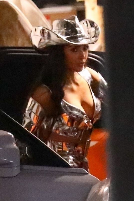 KIM KARDASHIAN as a Futuristic Cowgirl Leaves a Halloween Party in Los Angeles 10/31/2021