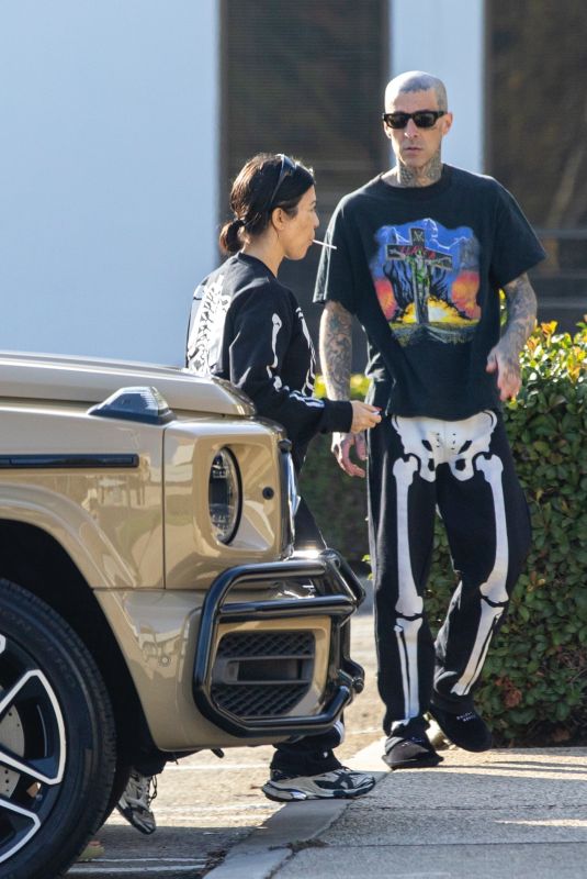 KOURTNEY KARDASHIAN and Travis Barker at a Music Studio in Los Angeles 11/07/2021