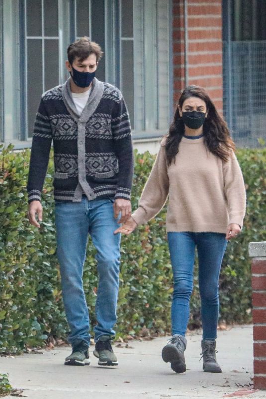 MILA KUNIS and Ashton Kutcher Out in West Hollywood 11/19/2021