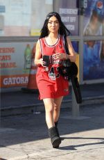 NIKITA DRAGUN in Chicago Bulls Jersey Out in Hollywood 11/05/2021