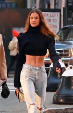 NINA AGDAL in Ripped Denim Out in New York 11/14/2021