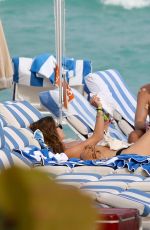 NINA AGDAL Out at a Beach in Miami 11/10/2021