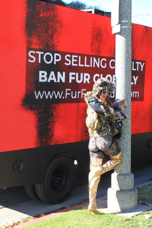 PHOEBE PRICE at a Fur Free Protest on Rodeo Drive in Beverly Hills 11/26/2021