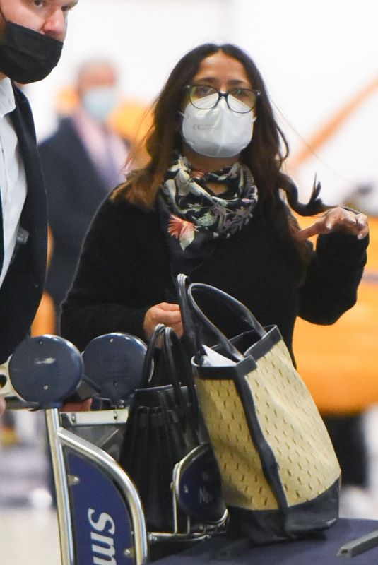SALMA HAYEK Arrives at JFK Airport in New York 11/15/2021
