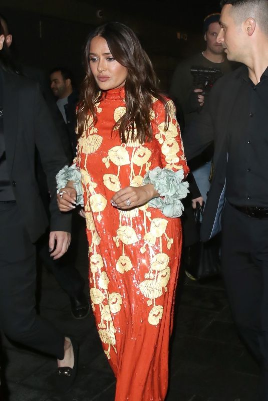 SALMA HAYEK Arrives at The House Of Gucci Screening in Leicester Square in London 11/10/2021