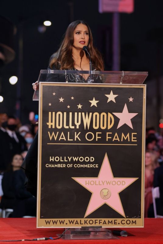 SALMA HAYEK at Hollywood Walk of Fame Star Ceremony for Salma Hayek in Los Angeles 11/19/2021