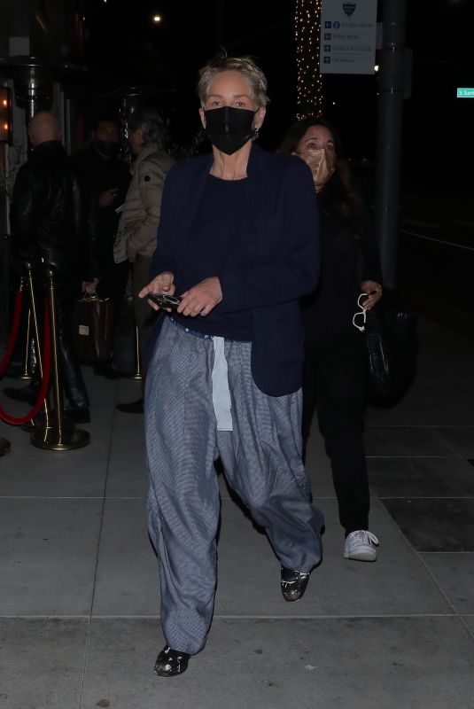 SHARON STONE Out for inner with a Friend in Beverly Hills 11/22/2021