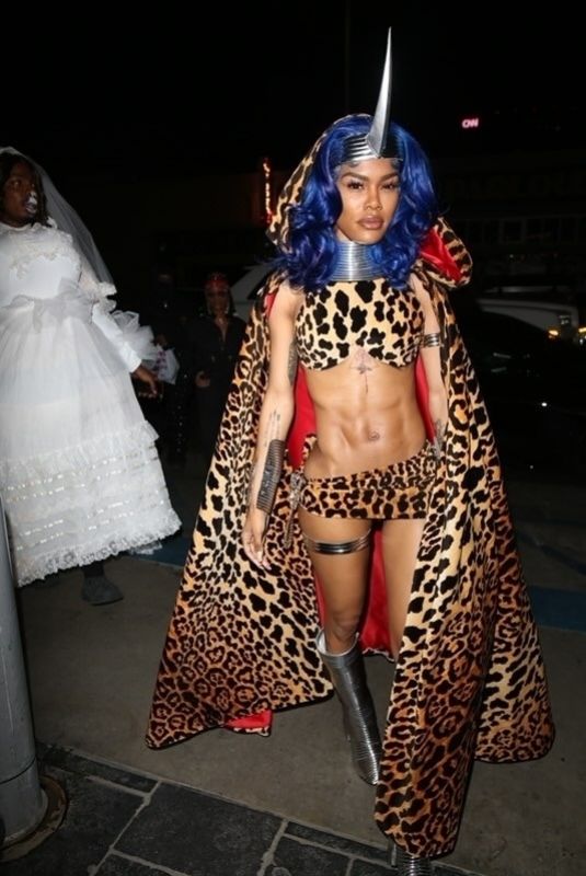 TEYANA TAYLOR Arrives at a Halloween Party at Highlight Room in Hollywood 10/31/2021