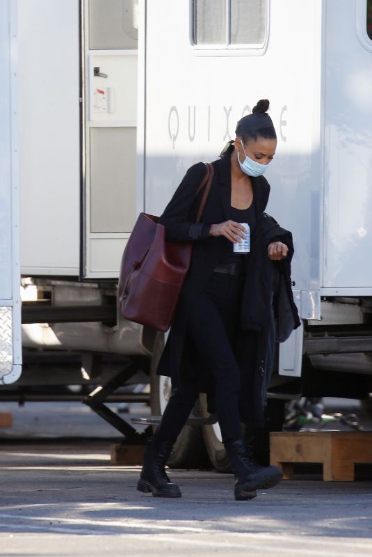 THANDIE NEWTON Heading to Set of Westworld in Los Angeles 11/23/2021