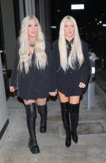 TORI SPELLING Out for Dinner with Friend at Catch LA in West Hollywood 11/06/2021