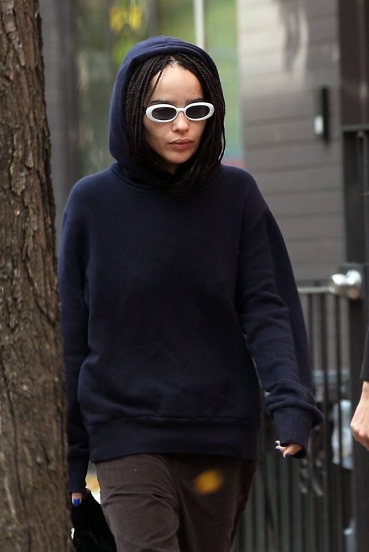 ZOE KRAVITZ Out for Coffee Near Her Home in Brooklyn 10/31/2021