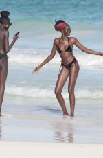 ADUT AKECH and Friends in Bikinis at a Beach in Tulum 12/25/2021