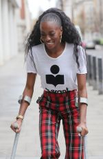 AJ ODUDU Leaves Morning Live TV on Crutches in London 12/20/2021