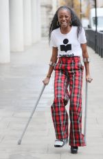 AJ ODUDU Leaves Morning Live TV on Crutches in London 12/20/2021