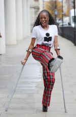 AJ ODUDU Leaves Morning Live TV on Crutches in London 12/20/2021