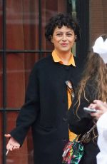 ALIA SHAWKAT Having a Smoke Outside Her Hotel in New York 12/02/2021