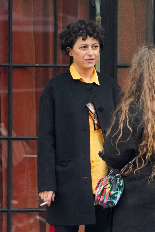 ALIA SHAWKAT Having a Smoke Outside Her Hotel in New York 12/02/2021