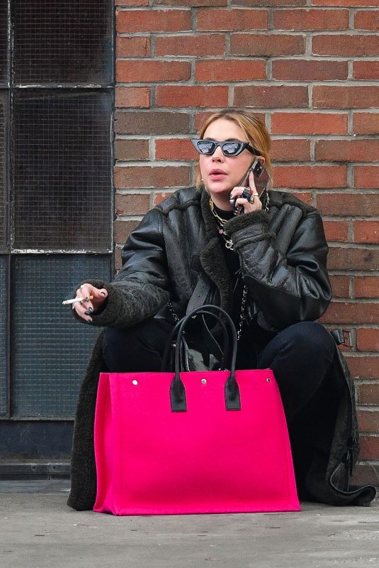 ASHLEY BENSON Out for a Smoke in New York 12/16/2021