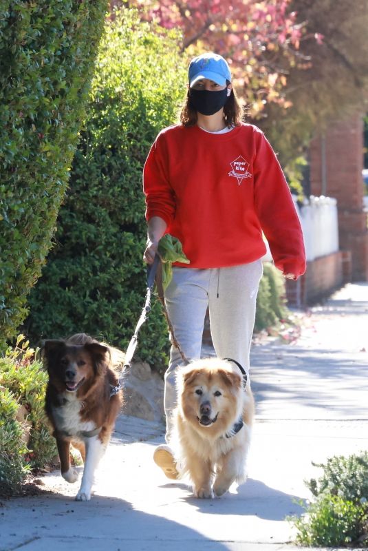 AUBREY PLAZA Out with Her Dogs in Los Feliz 12/19/2021