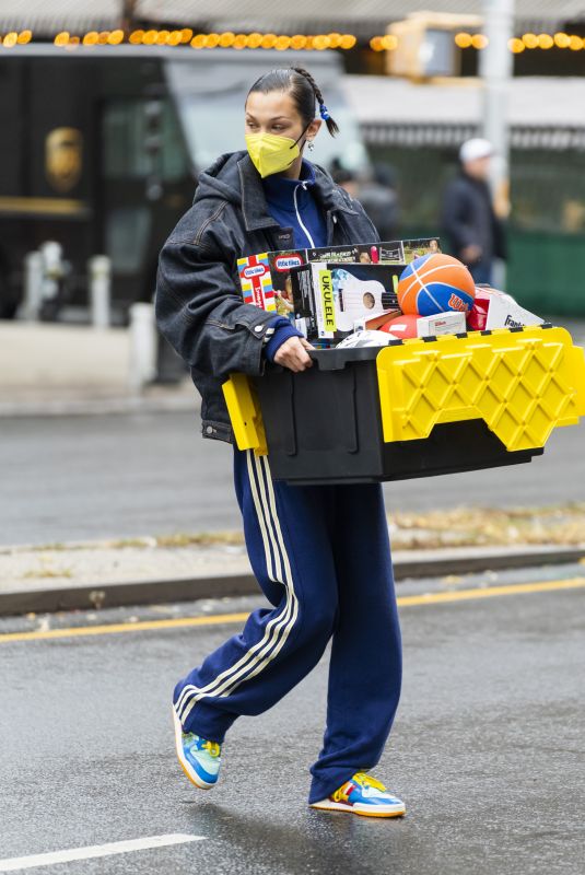 BELLA HADID Out and About in New York 12/18/2021
