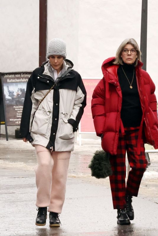CHARLOTTE CASIRAGHI and PRINCESS CAROLINE of HANOVER Out in Gstaad 12/25/2021