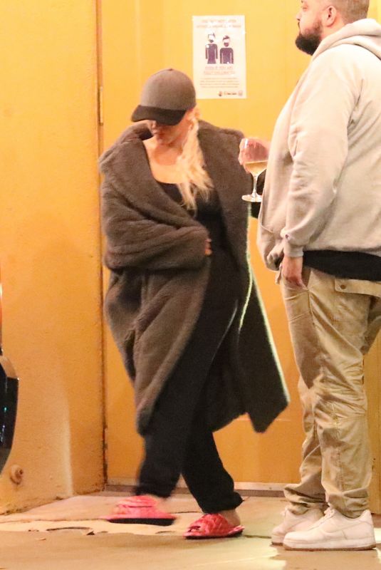 CHRISTINA AGUILERA Leaves Osteria Mozza in Los Angeles 12/04/2021