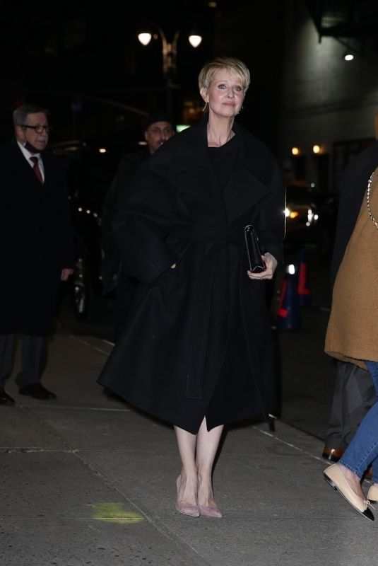 CYNTHIA NIXON Arrives at Late Show with Stephen Colbert in New York 12/07/2021