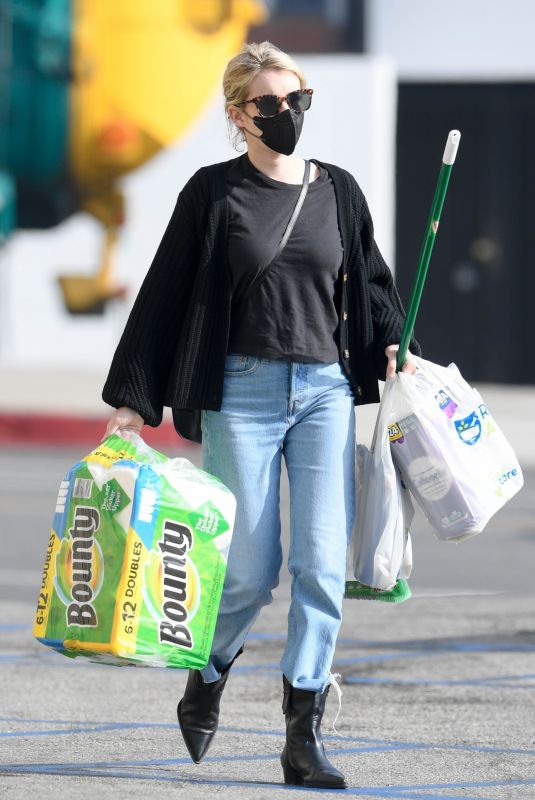 EMMA ROBERTS Shopping at Rite Aid in West Hollywood 12/02/2021