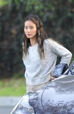 JAMIE CHUNG Picks Up After Her Dog at a Dog Park in Los Angeles 12/03/2021