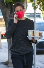 jennifer garner carries a few cups of coffee in Brentwood 12/20/2021
