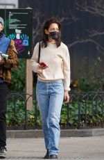 KATIE HOLMES Out for Coffee with Friend in New York 12/16/2021