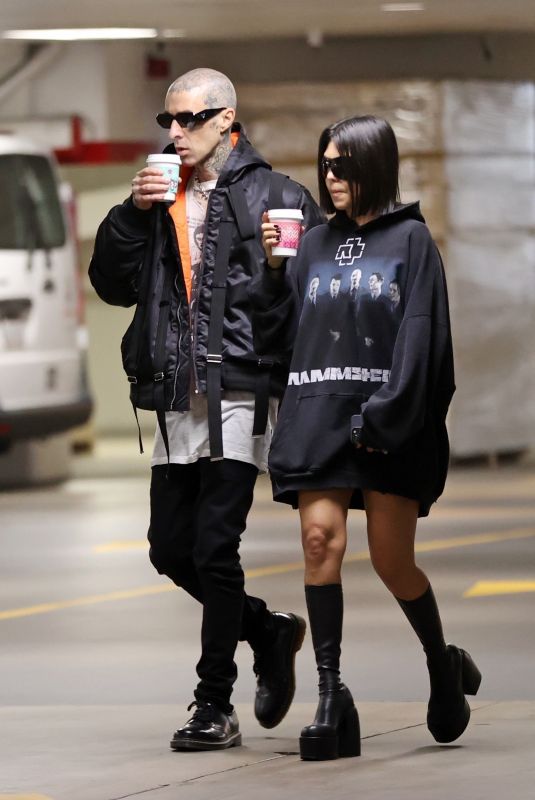 KOURTNEY KARDASHIAN and Travis Barker on the Set of KUWTK in Beverly Hills 12/01/2021