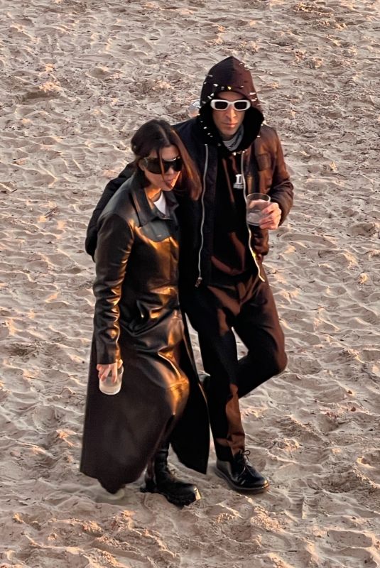 KOURTNEY KARDASHIAN and Travis Barker Out on the Beach in Montecito 12/28/2021