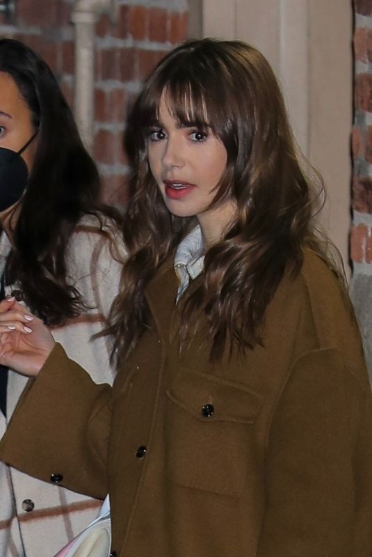 LILY COLLINS Leaves Jimmy Kimmel Live! in Hollywood 12/09/2021