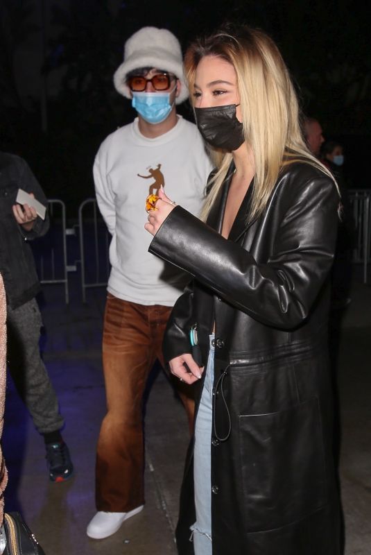 MADELYN CLINE and Zack Bia Arrives at Lakers vs Phoenix Suns Game in Los Angeles 12/21/2021