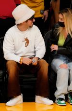 MADELYN CLINE and Zack Bia at Lakers Game in Los Angeles 12/21/2021