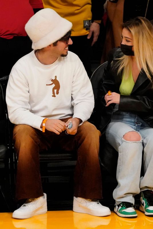 MADELYN CLINE and Zack Bia at Lakers Game in Los Angeles 12/21/2021