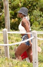 MARY J. BLIGE at a Beach in Miami 12/04/2021