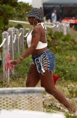 MARY J. BLIGE at a Beach in Miami 12/04/2021