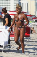 MARY J. BLIGE in Bikini at a Beach in Miami 12/10/2021