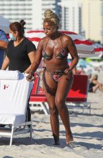 MARY J. BLIGE in Bikini at a Beach in Miami 12/10/2021