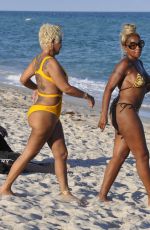 MARY J. BLIGE in Bikini at a Beach in Miami 12/11/2021