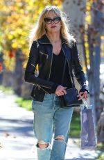 MELANIE GRIFFITH in Ripped Denim and Leather Jacket Out in Beverly Hills 12/11/2021