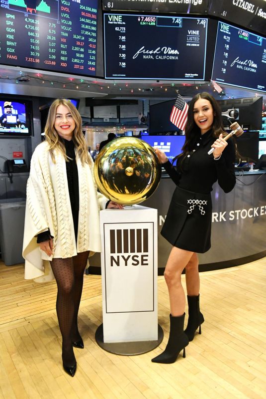 NINA DOBREV and JULIANNE HOUGH at Fresh Vine Wine Celebrates Initial Public Offering at Stock Exchange in New York 12/15/2021