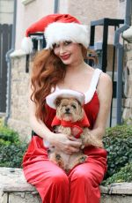 PHOEBE PRICE as Miss Clause Out with Her Dog in Los Angeles 12/15/2021